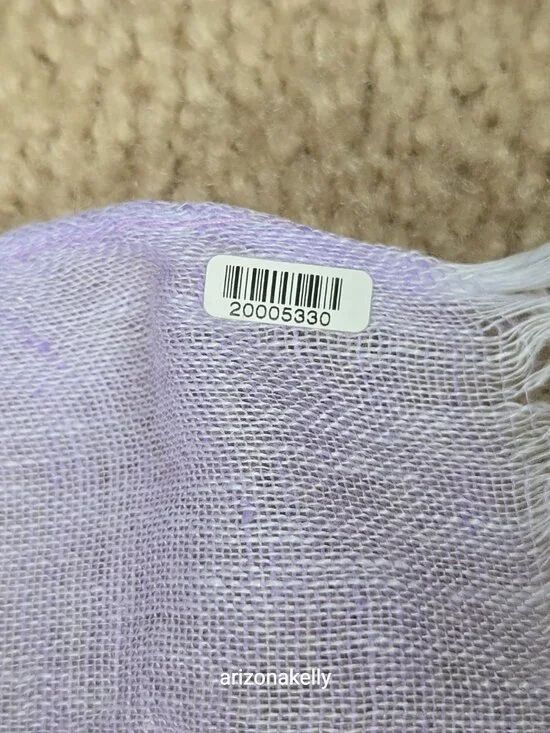 Linen Scarf With Faded Spot/Discoloration Blue & Lavender - Picture 5 of 9